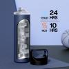 image24 oz Insulated Water Bottle for Sports 3 Lids Leakproof Keep Cold 24H Car Cupholder Friendly Stainless Steel Water Flask with Straw and Spout Caps for Gym School Work Cycling Midnight BlackNavy Blue