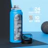 image24 oz Insulated Water Bottle for Sports 3 Lids Leakproof Keep Cold 24H Car Cupholder Friendly Stainless Steel Water Flask with Straw and Spout Caps for Gym School Work Cycling Midnight BlackLake Blue