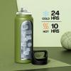 image24 oz Insulated Water Bottle for Sports 3 Lids Leakproof Keep Cold 24H Car Cupholder Friendly Stainless Steel Water Flask with Straw and Spout Caps for Gym School Work Cycling Midnight BlackForest Green