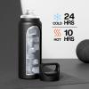image24 oz Insulated Water Bottle for Sports 3 Lids Leakproof Keep Cold 24H Car Cupholder Friendly Stainless Steel Water Flask with Straw and Spout Caps for Gym School Work Cycling Midnight BlackMidnight Black