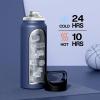 image24 oz Insulated Water Bottle for Sports 3 Lids Leakproof Keep Cold 24H Car Cupholder Friendly Stainless Steel Water Flask with Straw and Spout Caps for Gym School Work Cycling Midnight BlackNavy Blue