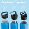 image24 oz Insulated Water Bottle for Sports 3 Lids Leakproof Keep Cold 24H Car Cupholder Friendly Stainless Steel Water Flask with Straw and Spout Caps for Gym School Work Cycling Midnight BlackLake Blue