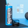 image24 oz Insulated Water Bottle for Sports 3 Lids Leakproof Keep Cold 24H Car Cupholder Friendly Stainless Steel Water Flask with Straw and Spout Caps for Gym School Work Cycling Midnight BlackLake Blue