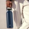 image24 oz Insulated Water Bottle for Sports 3 Lids Leakproof Keep Cold 24H Car Cupholder Friendly Stainless Steel Water Flask with Straw and Spout Caps for Gym School Work Cycling Midnight BlackMidnight Black