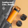 image24 oz Insulated Water Bottle for Sports 3 Lids Leakproof Keep Cold 24H Car Cupholder Friendly Stainless Steel Water Flask with Straw and Spout Caps for Gym School Work Cycling Midnight BlackZesty Orange