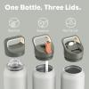 image24 oz Insulated Water Bottle for Sports 3 Lids Leakproof Keep Cold 24H Car Cupholder Friendly Stainless Steel Water Flask with Straw and Spout Caps for Gym School Work Cycling Midnight BlackSage Gray