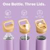 image24 oz Insulated Water Bottle for Sports 3 Lids Leakproof Keep Cold 24H Car Cupholder Friendly Stainless Steel Water Flask with Straw and Spout Caps for Gym School Work Cycling Midnight BlackVintage Lilac