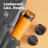 image24 oz Insulated Water Bottle for Sports 3 Lids Leakproof Keep Cold 24H Car Cupholder Friendly Stainless Steel Water Flask with Straw and Spout Caps for Gym School Work Cycling Midnight BlackZesty Orange