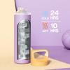 image24 oz Insulated Water Bottle for Sports 3 Lids Leakproof Keep Cold 24H Car Cupholder Friendly Stainless Steel Water Flask with Straw and Spout Caps for Gym School Work Cycling Midnight BlackVintage Lilac