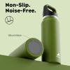 image24 oz Insulated Water Bottle for Sports 3 Lids Leakproof Keep Cold 24H Car Cupholder Friendly Stainless Steel Water Flask with Straw and Spout Caps for Gym School Work Cycling Midnight BlackForest Green