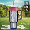 image40 oz Camo Tumbler with Handle 2in1 Straw and Sip Lid Leakproof Dishwasher Safe Insulated Stainless Steel Travel Coffee Mug Keeps Cold for 34 Hours Fits in Car Cup Holder Navy DigitalHeroic