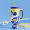 image40 oz Camo Tumbler with Handle 2in1 Straw and Sip Lid Leakproof Dishwasher Safe Insulated Stainless Steel Travel Coffee Mug Keeps Cold for 34 Hours Fits in Car Cup Holder Navy DigitalRise to Glory