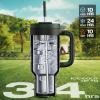 image40 oz Camo Tumbler with Handle 2in1 Straw and Sip Lid Leakproof Dishwasher Safe Insulated Travel Coffee Mug Keeps Cold for 34 Hours Fits in Car Cupholder Woodland Flag ampamp Clouded Aspen