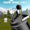image64 oz Insulated Water Bottle for Gym 2in1 Straw Spout Lid Dual Handle Leakproof Keep Cold 36H Half Gallon Stainless Steel Water Jug for Travel Hiking Cycling Park Workout Picnic MidnightMidnight
