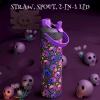 imagePOWCAN 26 oz Insulated Water Bottle with 2in1 Straw and Spout Lid Keep Cold 24H LeakProof Fits in Car Cup Holder Stainless Steel Water Bottle for Sports Travel and School Cotton CandySkull Realm