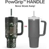 imagePOWCAN 40 oz Camo Tumbler with Handle 2in1 Straw and Sip Lid Leakproof Dishwasher Safe Insulated Travel Coffee Mug Keeps Cold for 34 Hours Fits in Car Cupholder Woodland Flag ampamp Navy Digital