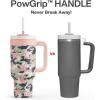 imagePOWCAN 40 oz Camo Tumbler with Handle 2in1 Straw and Sip Lid Leakproof Dishwasher Safe Insulated Travel Coffee Mug Keeps Cold for 34 Hours Fits in Car Cupholder Rose Dappled ampamp Navy Digital