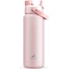 imagePOWCAN 40 oz Insulated Water Bottle with 2in1 Straw and Spout Lid Keep Cold 24H LeakProof BPAFree Double Wall Stainless Steel Water Bottle for Sports Gym Travel and School Be FreeCotton Candy