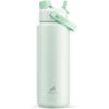 imagePOWCAN 40 oz Insulated Water Bottle with 2in1 Straw and Spout Lid Keep Cold 24H LeakProof BPAFree Double Wall Stainless Steel Water Bottle for Sports Gym Travel and School Be FreeMint