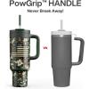 imagePOWCAN 40 oz Tumbler with Handle 2in1 Straw and Sip Lid Leakproof Dishwasher Safe Insulated Stainless Steel Travel Coffee Mug Keeps Cold for 34 Hours Fits in Car Cup Holder AgaveWoodland Flag