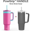 imagePOWCAN 40 oz Tumbler with Handle 2in1 Straw and Sip Lid Leakproof Dishwasher Safe Insulated Stainless Steel Travel Coffee Mug Keeps Cold for 34 Hours Fits in Car Cup Holder AgaveBarbie