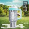 imagePOWCAN 40 oz Tumbler with Handle 2in1 Straw and Sip Lid Leakproof Dishwasher Safe Insulated Stainless Steel Travel Coffee Mug Keeps Cold for 34 Hours Fits in Car Cup Holder AgaveGlacier