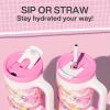 imagePOWCAN 40 oz Tumbler with Handle 2in1 Straw and Sip Lid Leakproof Dishwasher Safe Insulated Stainless Steel Travel Coffee Mug Keeps Cold for 34 Hours Fits in Car Cup Holder AgavePink Ladies