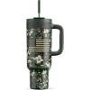 imagePOWCAN 40 oz Tumbler with Handle 2in1 Straw and Sip Lid Leakproof Dishwasher Safe Insulated Stainless Steel Travel Coffee Mug Keeps Cold for 34 Hours Fits in Car Cup Holder AgaveWoodland Flag