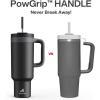 imagePOWCAN 40 oz Tumbler with Handle 2in1 Straw and Sip Lid Leakproof Dishwasher Safe Insulated Stainless Steel Travel Coffee Mug Keeps Cold for 34 Hours Fits in Car Cup Holder AgaveMidnight