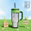 imagePOWCAN 40 oz Tumbler with Handle 2in1 Straw and Sip Lid Leakproof Dishwasher Safe Insulated Stainless Steel Travel Coffee Mug Keeps Cold for 34 Hours Fits in Car Cup Holder AgaveDino Rawr