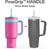 imagePOWCAN 40 oz Tumbler with Handle 2in1 Straw and Sip Lid Leakproof Dishwasher Safe Insulated Stainless Steel Travel Coffee Mug Keeps Cold for 34 Hours Fits in Car Cup Holder AgaveBarbie