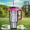 imagePOWCAN 40 oz Tumbler with Handle 2in1 Straw and Sip Lid Leakproof Dishwasher Safe Insulated Stainless Steel Travel Coffee Mug Keeps Cold for 34 Hours Fits in Car Cup Holder AgaveBerry