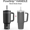 imagePOWCAN 40 oz Tumbler with Handle 2in1 Straw and Sip Lid Leakproof Dishwasher Safe Insulated Stainless Steel Travel Coffee Mug Keeps Cold for 34 Hours Fits in Car Cup Holder AgaveMidnight