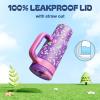 imagePOWCAN 40 oz Tumbler with Handle 2in1 Straw and Sip Lid Leakproof Dishwasher Safe Insulated Stainless Steel Travel Coffee Mug Keeps Cold for 34 Hours Fits in Car Cup Holder AgaveButterfly Field