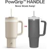 imagePOWCAN 40 oz Tumbler with Handle 2in1 Straw and Sip Lid Leakproof Dishwasher Safe Insulated Stainless Steel Travel Coffee Mug Keeps Cold for 34 Hours Fits in Car Cup Holder AgaveOat