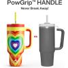 imagePOWCAN 40 oz Tumbler with Handle 2in1 Straw and Sip Lid Leakproof Dishwasher Safe Insulated Stainless Steel Travel Coffee Mug Keeps Cold for 34 Hours Fits in Car Cup Holder AgaveFiery Love