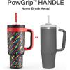 imagePOWCAN 40 oz Tumbler with Handle 2in1 Straw and Sip Lid Leakproof Dishwasher Safe Insulated Stainless Steel Travel Coffee Mug Keeps Cold for 34 Hours Fits in Car Cup Holder AgaveRainbow Whiskers