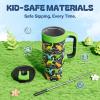 imagePOWCAN 40 oz Tumbler with Handle 2in1 Straw and Sip Lid Leakproof Dishwasher Safe Insulated Stainless Steel Travel Coffee Mug Keeps Cold for 34 Hours Fits in Car Cup Holder AgaveDino Rawr