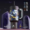 imagePOWCAN 40oz Halloween Tumbler with Handle GlowintheDark 2in1 Straw Lid Leakproof Insulated Stainless Steel Travel Coffee Mug Keeps Cold for 34 Hours Fits in Car Cup Holder Glowing Pumpkin