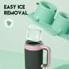imagePOWCAN Ice Cube Tray Silicone Ice Cube Molds for Stanley 40oz Tumbler Cup 3 Pcs Ring Ice Cube Maker with Lid for Freezer Chilling Drinks Coffee Juice Cocktails Whiskey Dishwasher Safe Green