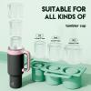imagePOWCAN Ice Cube Tray Silicone Ice Cube Molds for Stanley 40oz Tumbler Cup 3 Pcs Ring Ice Cube Maker with Lid for Freezer Chilling Drinks Coffee Juice Cocktails Whiskey Dishwasher Safe Green