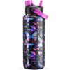 imagePOWCAN 26 oz Insulated Water Bottle with 2in1 Straw and Spout Lid Keep Cold 24H LeakProof Fits in Car Cup Holder Stainless Steel Water Bottle for Sports Travel and School Cotton CandyButterfly Waltz