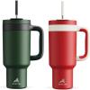 imagePOWCAN 40 oz Tumbler with Handle 2 Pack 2in1 Straw ampamp Sip Lid Leakproof Dishwasher Safe Insulated Stainless Steel Coffee Mug Keeps Cold for 34 Hours Fits in Car Cup HolderForest ampamp Passion