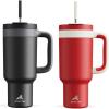 imagePOWCAN 40 oz Tumbler with Handle 2 Pack 2in1 Straw ampamp Sip Lid Leakproof Dishwasher Safe Insulated Stainless Steel Coffee Mug Keeps Cold for 34 Hours Fits in Car Cup HolderMight ampamp Passion
