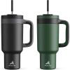 imagePOWCAN 40 oz Tumbler with Handle 2 Pack 2in1 Straw ampamp Sip Lid Leakproof Dishwasher Safe Insulated Stainless Steel Coffee Mug Keeps Cold for 34 Hours Fits in Car Cup HolderMight ampamp Forest