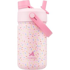 image12 oz Halloween Kids Insulated Water Bottle 2in1 Straw Spout Lid Leakproof BPAFree Keep Cold 24H Stainless Steel Cup for Party School Travel Holiday Gift for Girls Daughters Cotton BooPink Confetti