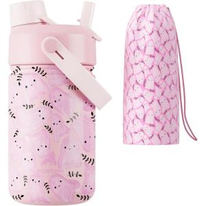 image12 oz Halloween Kids Insulated Water Bottle 2in1 Straw Spout Lid Leakproof BPAFree Keep Cold 24H Stainless Steel Cup for Party School Travel Holiday Gift for Girls Daughters Cotton BooCotton Boo with Carrier Bag