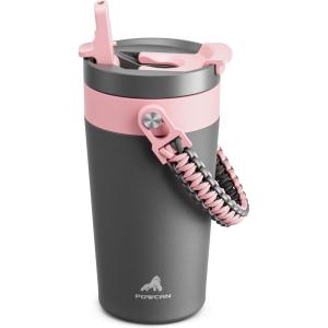 image16 oz Insulated Coffee Mug for Work 2in1 Straw Flip Lid Keep Cold 24H Fit in Car Cupholder Leakproof Stainless Steel Coffee Tumbler with Handle for Travel Outdoor Camping and Gifts DeepseaRebellion