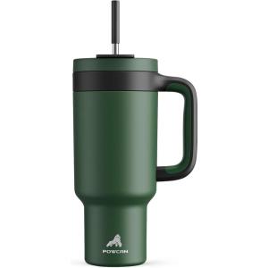 image40 oz Camo Tumbler with Handle 2in1 Straw and Sip Lid Leakproof Dishwasher Safe Insulated Stainless Steel Travel Coffee Mug Keeps Cold for 34 Hours Fits in Car Cup Holder Navy DigitalForest