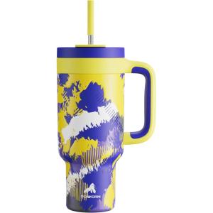 image40 oz Camo Tumbler with Handle 2in1 Straw and Sip Lid Leakproof Dishwasher Safe Insulated Stainless Steel Travel Coffee Mug Keeps Cold for 34 Hours Fits in Car Cup Holder Navy DigitalRise to Glory
